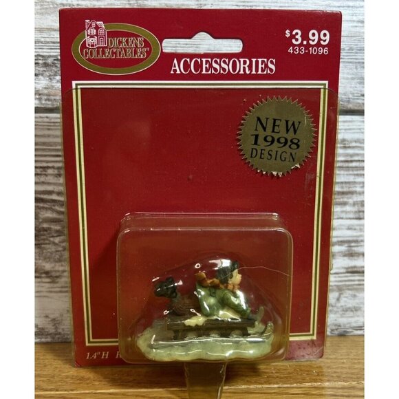 1998 Dickens Collectables Boy On Sled Accessory - Picture 1 of 8